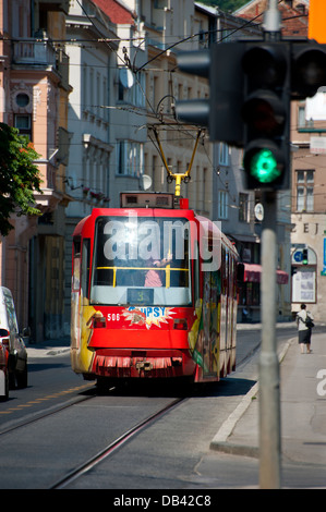 Tram along Obala Kulina Bana street . Sarajevo.Bosnia- Herzegovina. Balkans. Europe. Stock Photo