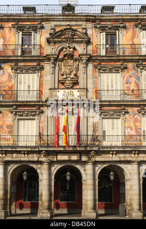 Madrid, Plaza Mayor, Facade of Casa de la Panaderia, Spain Stock Photo