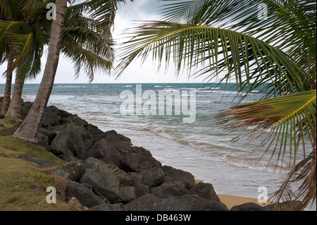 View of beach at Luquillo, Puerto Rico Stock Photo