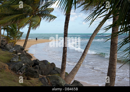 View of beach at Luquillo, Puerto Rico Stock Photo