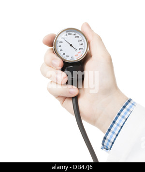 Doctor measuring patients blood pressure - studio shoot Stock Photo