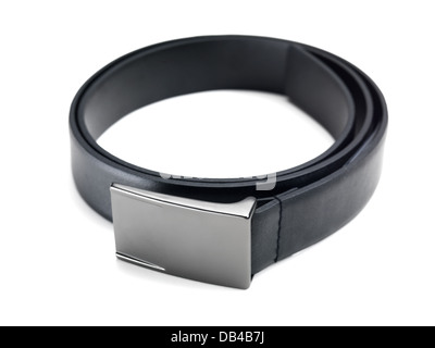 Close up of stylish fashionable black leather belt Stock Photo