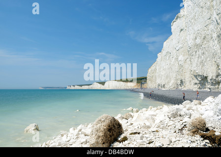 High tide on a summer afternoon at Birling Gap, East Sussex, UK Stock Photo