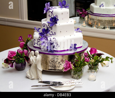 Wedding cake on display before being cut. Stock Photo