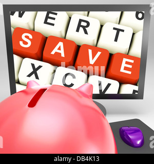 Save Keys On Monitor Shows Retails Stock Photo
