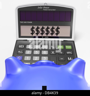 Dollars In Calculator Shows Wealth And Security Stock Photo