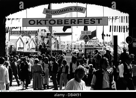 geography / travel, Germany, oktoberfest, Munich beer festival, entrance, 1993, Additional-Rights-Clearences-Not Available Stock Photo