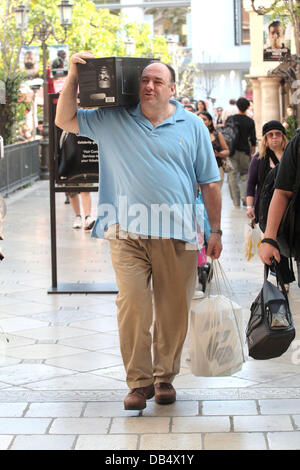 James Gandolfini carrying a  box on his shoulders when shopping  at the Grove.  Los Angeles, California - 20.04.11 Stock Photo