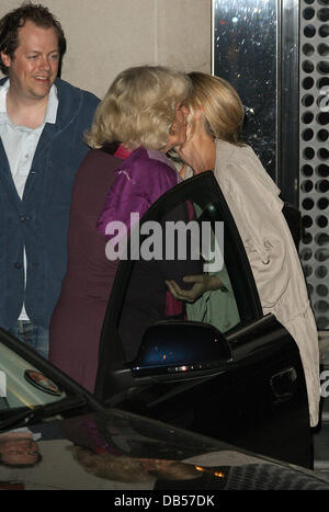 Camilla, Duchess of Cornwall leaving Locanda Locatelli restaurant after dining with her son Tom Parker Bowles and Sara Parker Bowles London, England - 27.04.11 Stock Photo