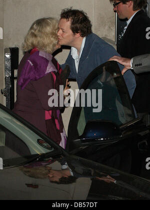 Camilla, Duchess of Cornwall leaving Locanda Locatelli restaurant after dining with her son Tom Parker Bowles and Sara Parker Bowles London, England - 27.04.11 Stock Photo