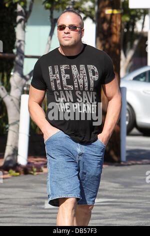 Professional wrestler and actor Rob Van Dam (RVD) wearing a t-shirt inscribed 'Hemp Can Save The Planet' shopping at Fred Segal. Los Angeles, California - 26.04.11 Stock Photo