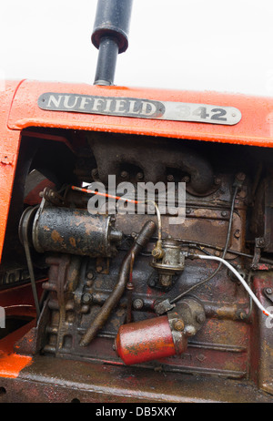 Engine of a Nuffield 342 diesel tractor. Stock Photo