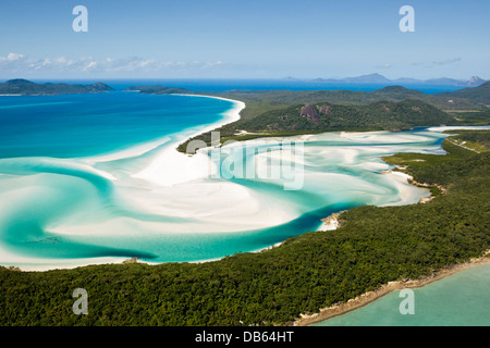 Aerial view of Tongue Point, Hill Inlet and Whitehaven Beach. Whitsunday Island, Whitsundays, Queensland, Australia Stock Photo