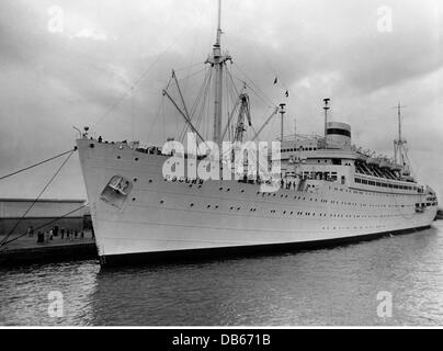 transport / transportation, navigation, passenger steamers, 'Rossia', built as 'Patria', launched on 15.1.1938 in Hamburg, Germany, taken over by the Soviet Union in 1946, scrapped as 'Anvia' in 1985, exterior view, circa 1950s, Additional-Rights-Clearences-Not Available Stock Photo
