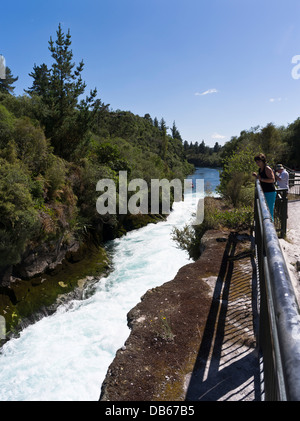 dh Huka Falls TAUPO NEW ZEALAND Tourist viewing Waikato River waterfalls water rapids waterfall Stock Photo