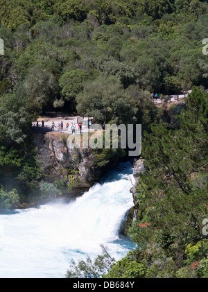 dh Huka Falls TAUPO NEW ZEALAND Tourists viewing Waikato River waterfall water rapids tourist lake Stock Photo