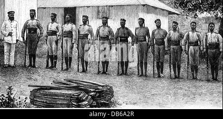 uniforms of Imperial German colonial soldiers in East Africa,1894 Stock ...