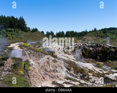 dh Craters of the Moon TAUPO NEW ZEALAND Tourists walking Geothermal Walk Thermal landscape steam vents crater volcanic zone tour tourist activity Stock Photo