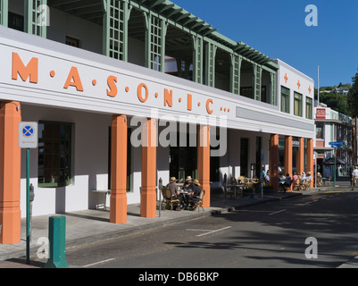 dh Masonic Hotel NAPIER NEW ZEALAND People relaxing sitting outdoors drinking street pavement art deco building