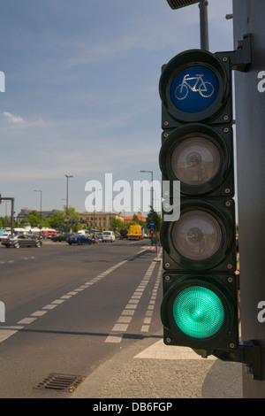 Traffic light for cyclists, bicycle light turns green Stock Photo