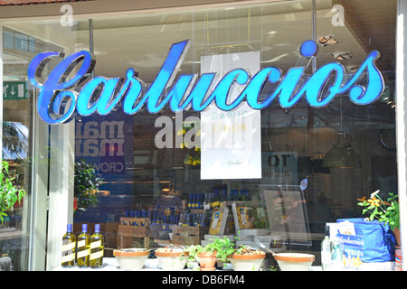 Carluccios Restaurant window, Chapel Walk, Crowngate Shopping Centre, Worcester, Worcestershire, England, United Kingdom Stock Photo