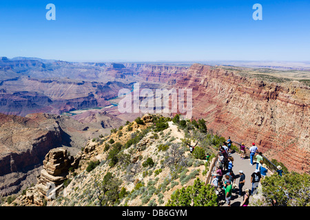 Tourists at Desert View Watchtower Lookout, South Rim, Grand Canyon National Park, Arizona, USA Stock Photo