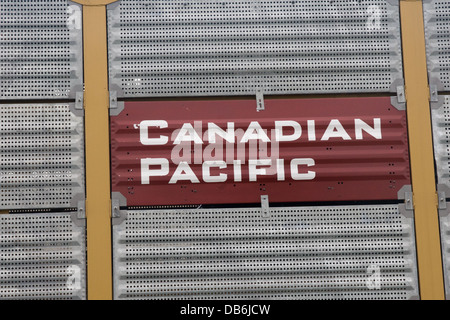 Canadian Pacific Railway logo on freight car on Freight train at Saginaw Texas USA Stock Photo