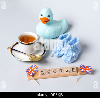 Welcome to England, Baby Prince George Alexander Louis of Cambridge! Stock Photo