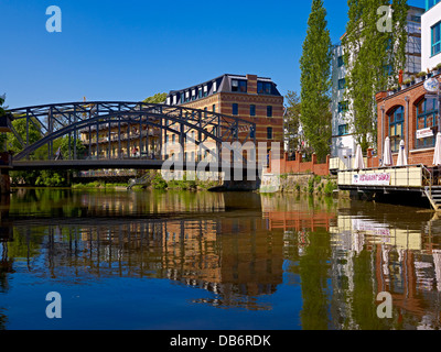 Koenneritz bridge at White Elster River, Leipzig Schleusig, Saxony ...