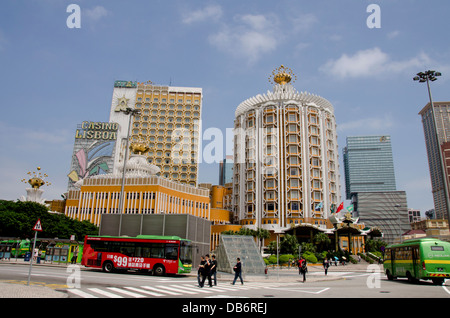 China, Macau Guangdong sheng Province, city of Zhuhai Shi. Downtown casino skyline. Stock Photo