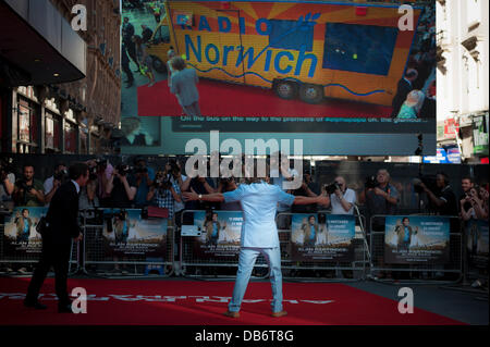 Leicester Square, London, UK. 24th July, 2013. Bez from Happy Mondays attends the West end Premier of Steve Coogan's Latest Film 'Alpha Papa' . Credit:  Lee Thomas/Alamy Live News Stock Photo