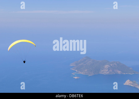 Oludeniz, Turkey. Paragliding from Babadag Mountain. Stock Photo