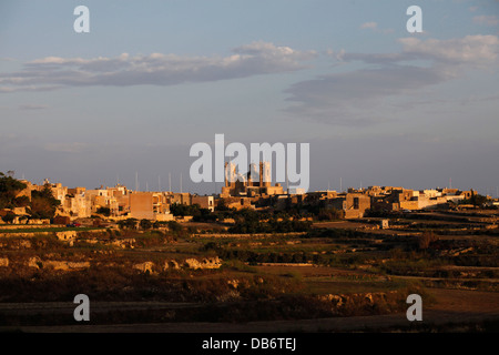 View of the Basilica of the Visitation a baroque, collegiate parish church located in the western part of the island of Gozo in the village of Għarb Stock Photo