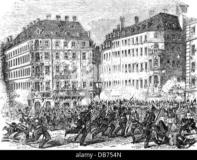 revolution 1848 - 1849, Germany, Dresden, insurgent from the Altmarkt 6 ...