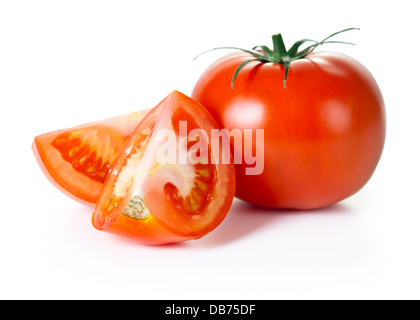 Red tomato on white background. Studio close up shot composition Stock Photo