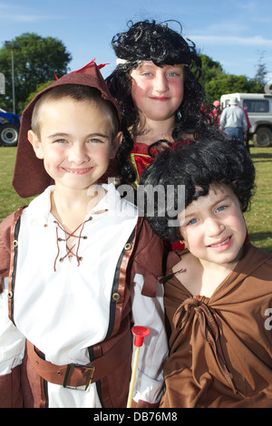 Celebrating the 2013 St Tudy Carnival are Robin Hood, Little John and Friar Tuck Stock Photo