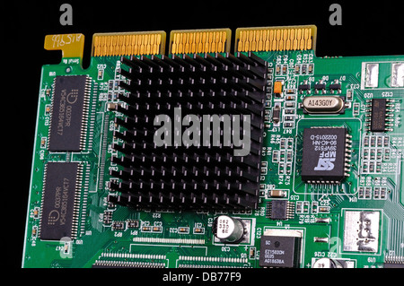 Micro processor with a heat sink on a printed circuit board. Stock Photo