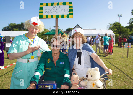 Celebrating the 2013 St Tudy Carnival are the Last Responders in a spoof based on the community first responder team Stock Photo