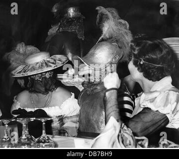 festivities, carnival, feast of the 'Damische Ritter' corporation, costumed guests, Löwenbräukeller, Munich, 1957, Additional-Rights-Clearences-Not Available Stock Photo