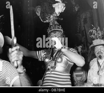festivities, carnival, feast of the 'Damische Ritter' corporation, costumed guest, Löwenbräukeller, Munich, 1957, Additional-Rights-Clearences-Not Available Stock Photo