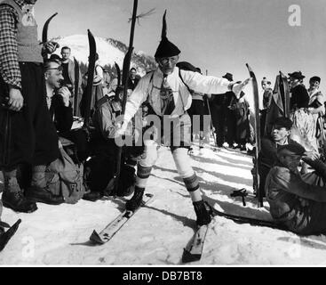 festivities, carnival, carnival on skis, costumed skier, Firstalm, Schliersee, 1938, Additional-Rights-Clearences-Not Available Stock Photo