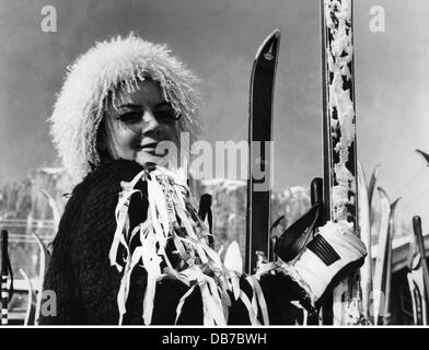 festivities, carnival, carnival on skis, costumed skier, Firstalm, Schliersee, 1963, Additional-Rights-Clearences-Not Available Stock Photo