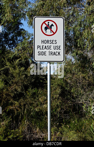 Use side track sign on a post, for horses that are able to read, Albany Western Australia Stock Photo