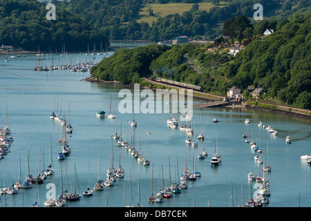 Kingswear, Devon, England. July 9th 2013. The Dartmouth Steam Railway. The steam train leaves Kingswear for Paignton. Stock Photo