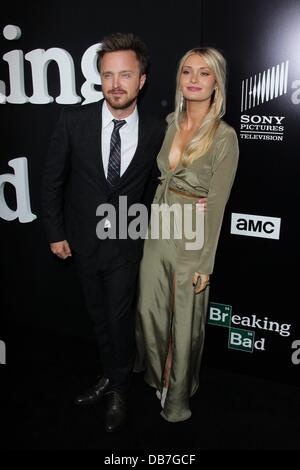 July 24, 2013 - Los Angeles, California, U.S. - AARON PAUL and LAUREN PARSEKIAN attend AMC 'Breaking Bad' Premiere Screening at Sony Pictures  Studios. (Credit Image: © TLeopold/Globe Photos/ZUMAPRESS.com) Stock Photo