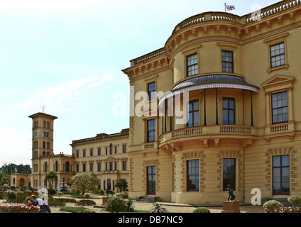 Osborne house, viewed from the terrace, on the Isle of Wight, East Cowes, Great Britain. Stock Photo