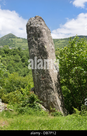 Menhir at Counozouls, South of France. Stock Photo