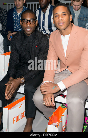 Tinie Tempah and Reggie Yates at the Katie Eary collection during London Men's spring summer fashion collections 2014, in London Stock Photo