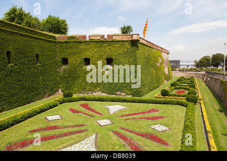 gardens around Montjuic Castle in Barcelona Stock Photo