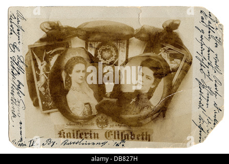 Elisabeth Amalie 'Sisi', 25.12.1837 - 9.9.1898, Empress of Austria 24.4.1854 - 9.9.1898, half length, picture postcard, postmarked 1898, Stock Photo